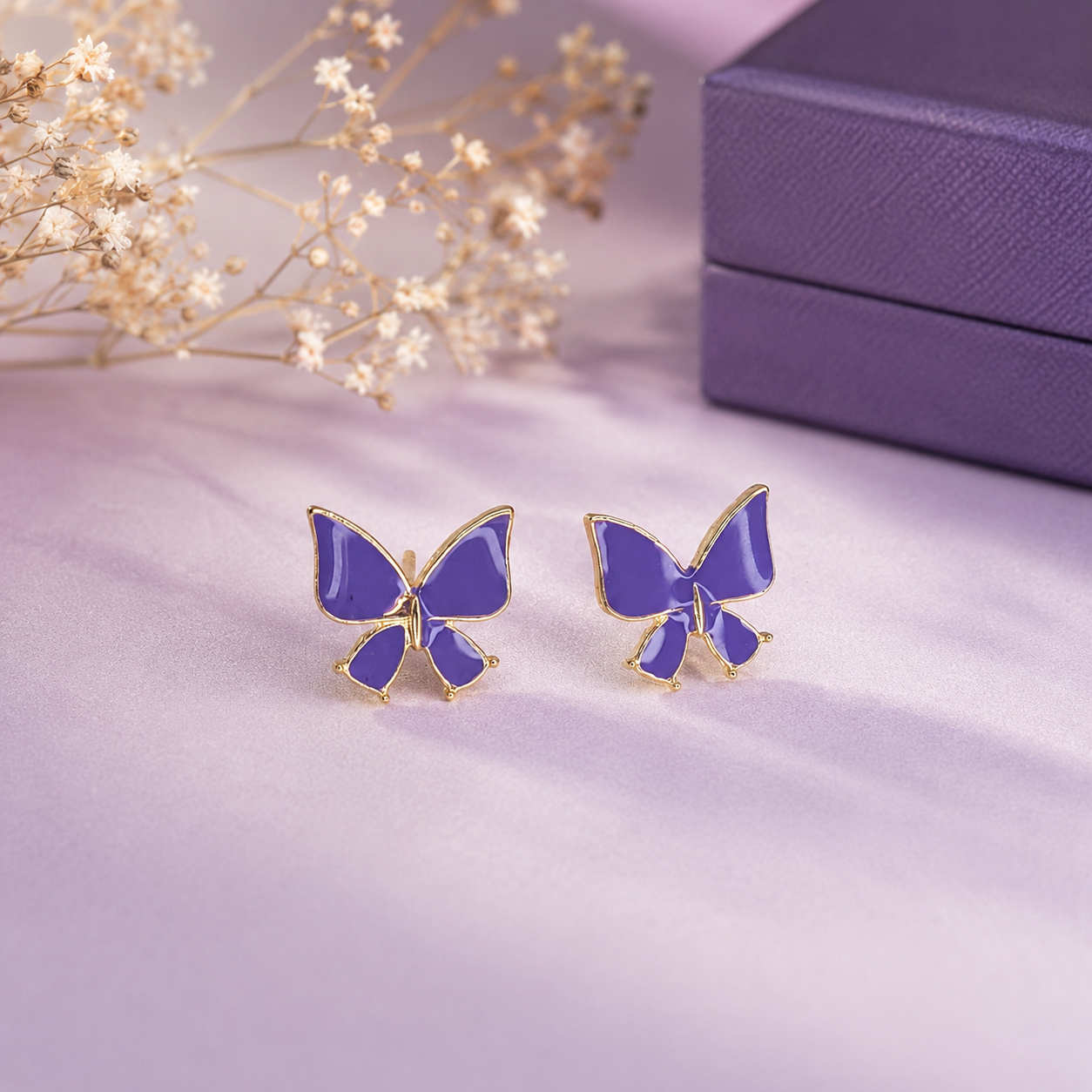 Cute Butterfly Enamel Stud Korean Earrings for Women and Girls