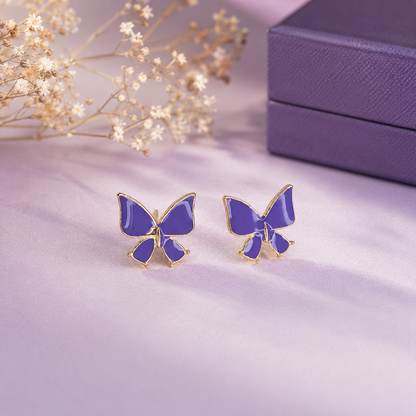 Cute Butterfly Enamel Stud Korean Earrings for Women and Girls