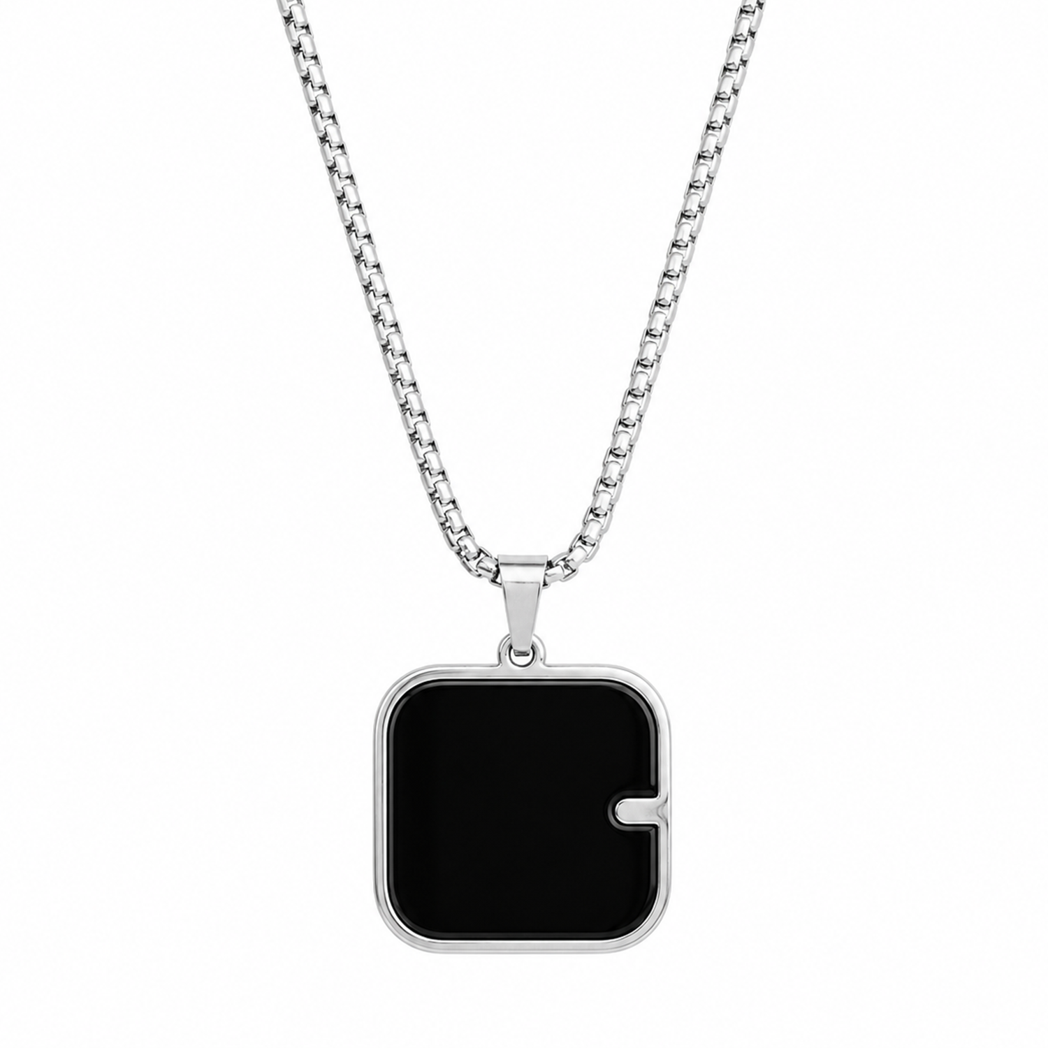 Square Cut Black Onyx Pendant for Men & Boys
