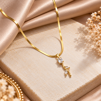Teardrop Tulip Pendant Necklace For Girls & Women's