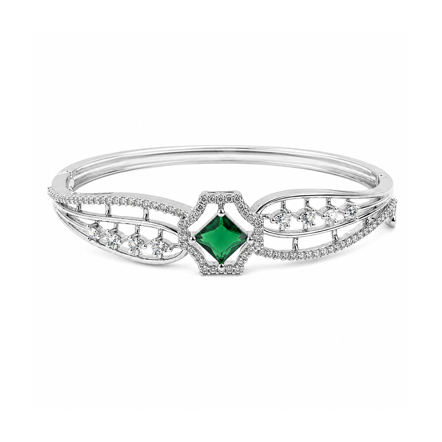 Striking Hexagonal Centerpiece Accented CZ Stone Bracelet for Girls & Women's