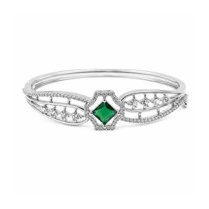 Striking Hexagonal Centerpiece Accented CZ Stone Bracelet for Girls & Women's
