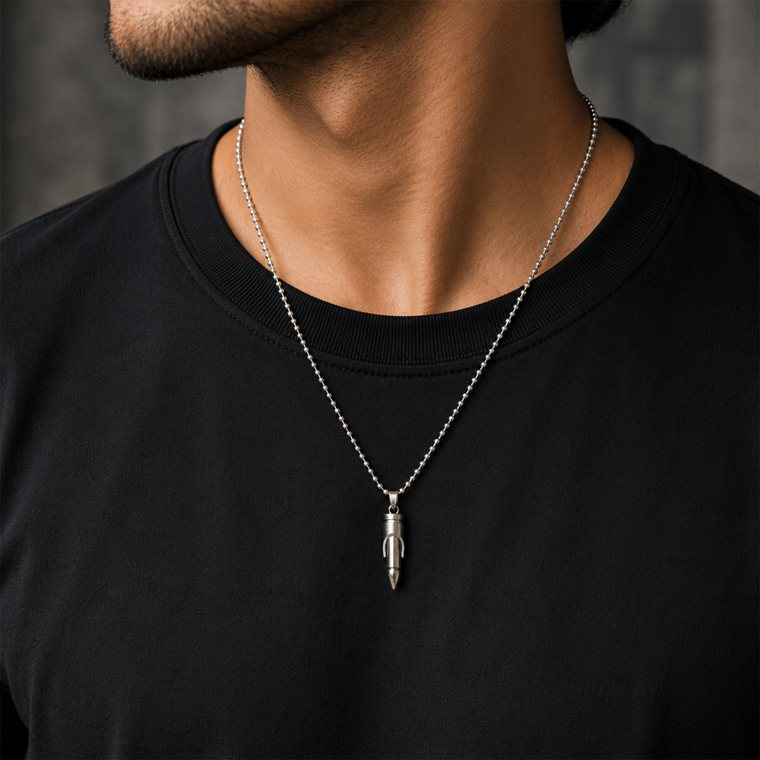 Bullet Pendant Necklace for Men & Boys with Ball Chain