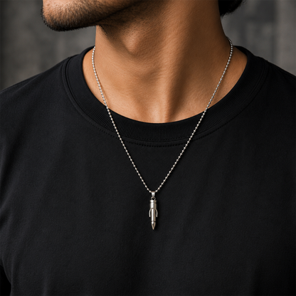 Bullet Pendant Necklace for Men & Boys with Ball Chain