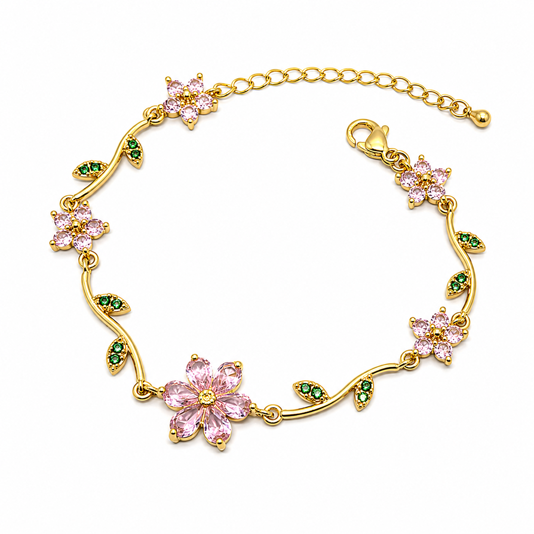 Sparkling Crystal Stone Flower Vine Bracelet for Girls & Womens