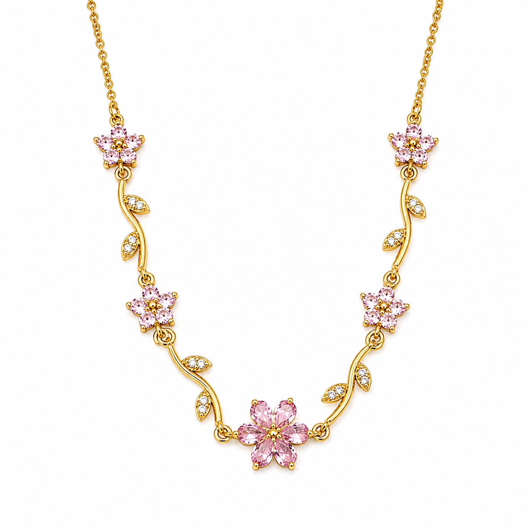 Crystal Vine Floral Pendant Necklace For Girls & Women's
