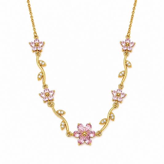 Crystal Vine Floral Pendant Necklace For Girls & Women's