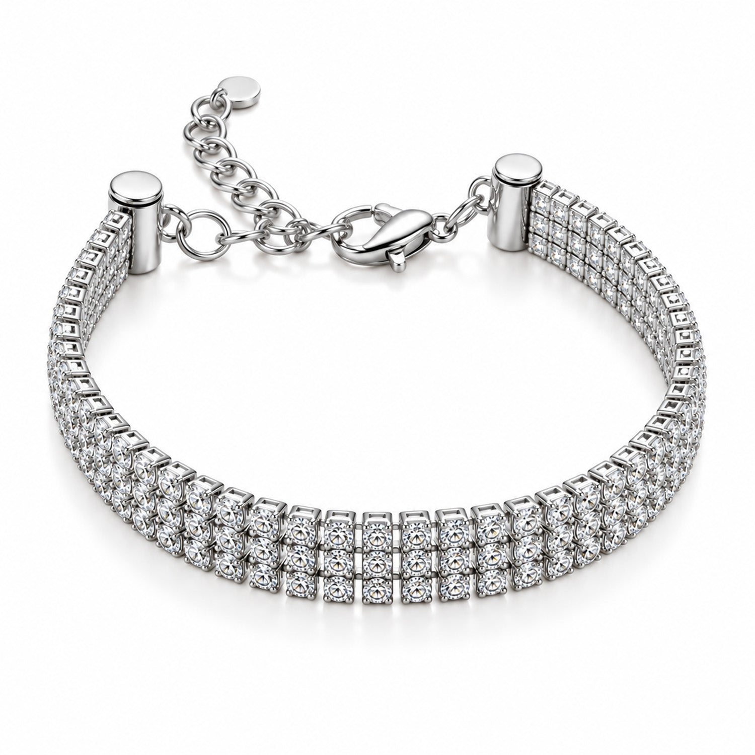 Multi-Strand Rhinestone Alloy Tennis Bracelets for Girls & Women