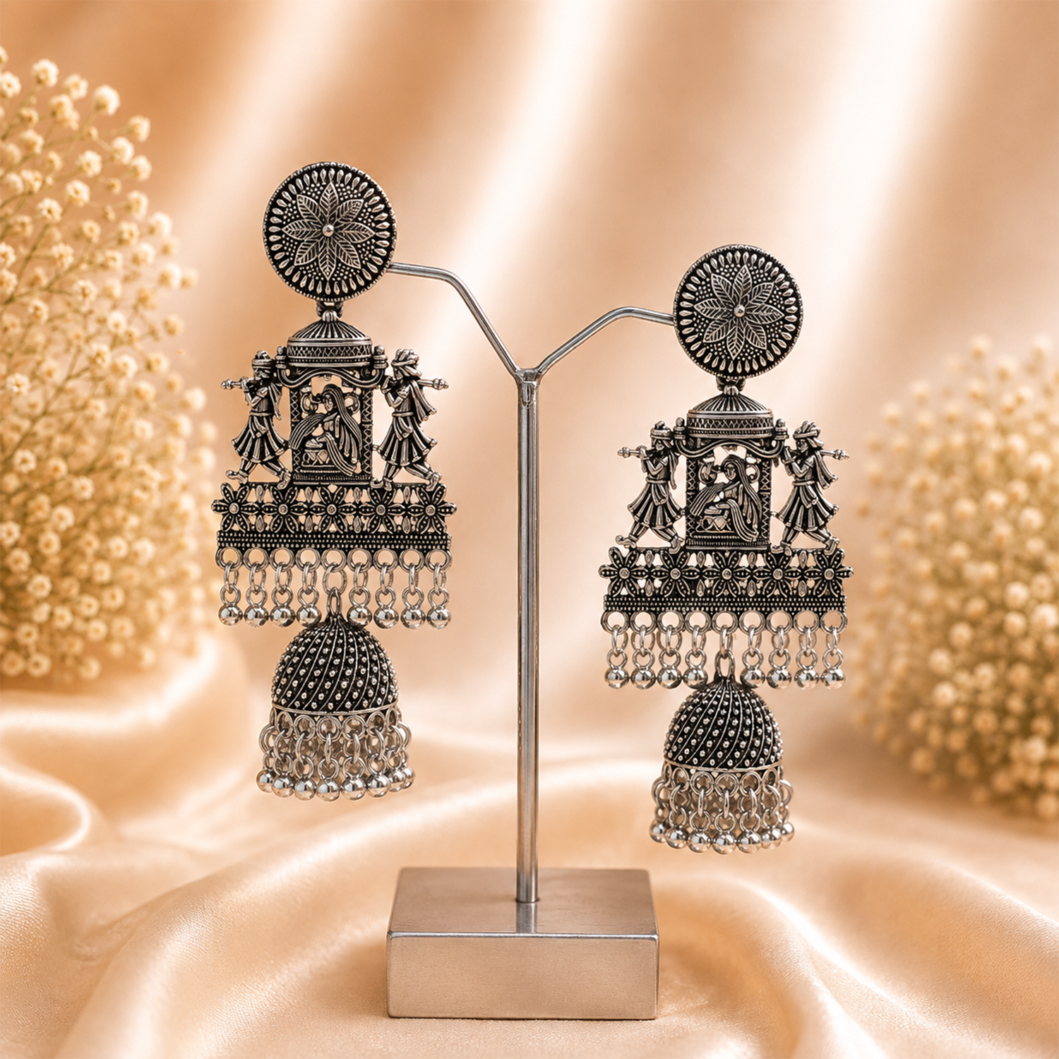 Oxidized Dhulhan Dholi Design Earrings for Girl's & Women's