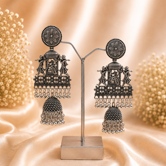 Oxidized Dhulhan Dholi Design Earrings for Girl's & Women's