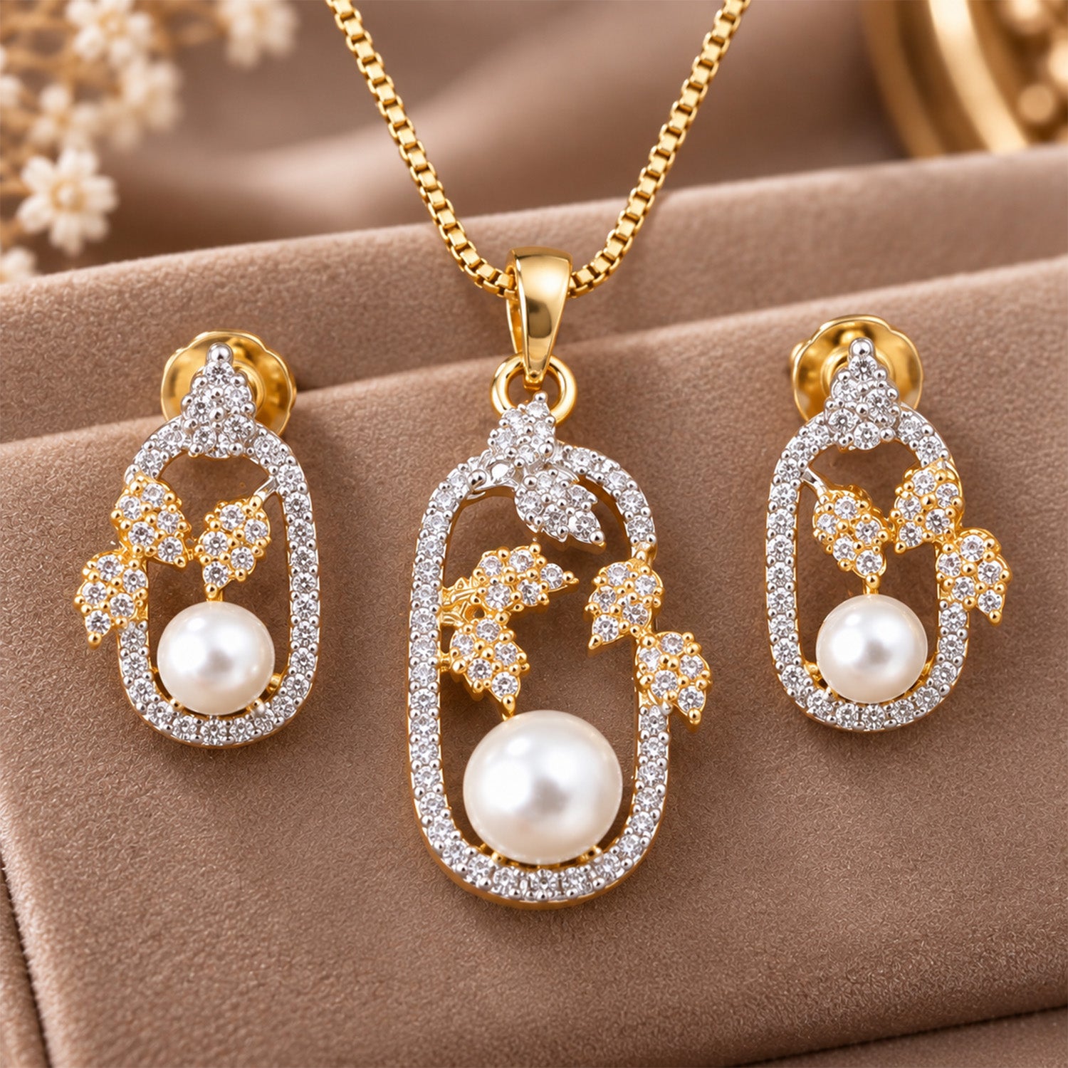 Dual Tone Grapes Floral Pendant Set for Girls & Women's