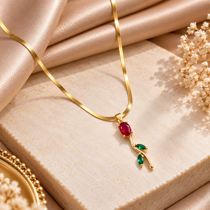 Teardrop Tulip Pendant Necklace For Girls & Women's