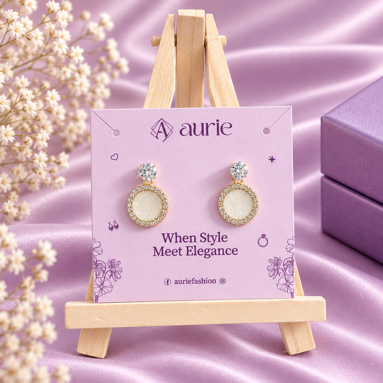 Elegant Round-Shaped Crystal Drop Korean Earrings for Women