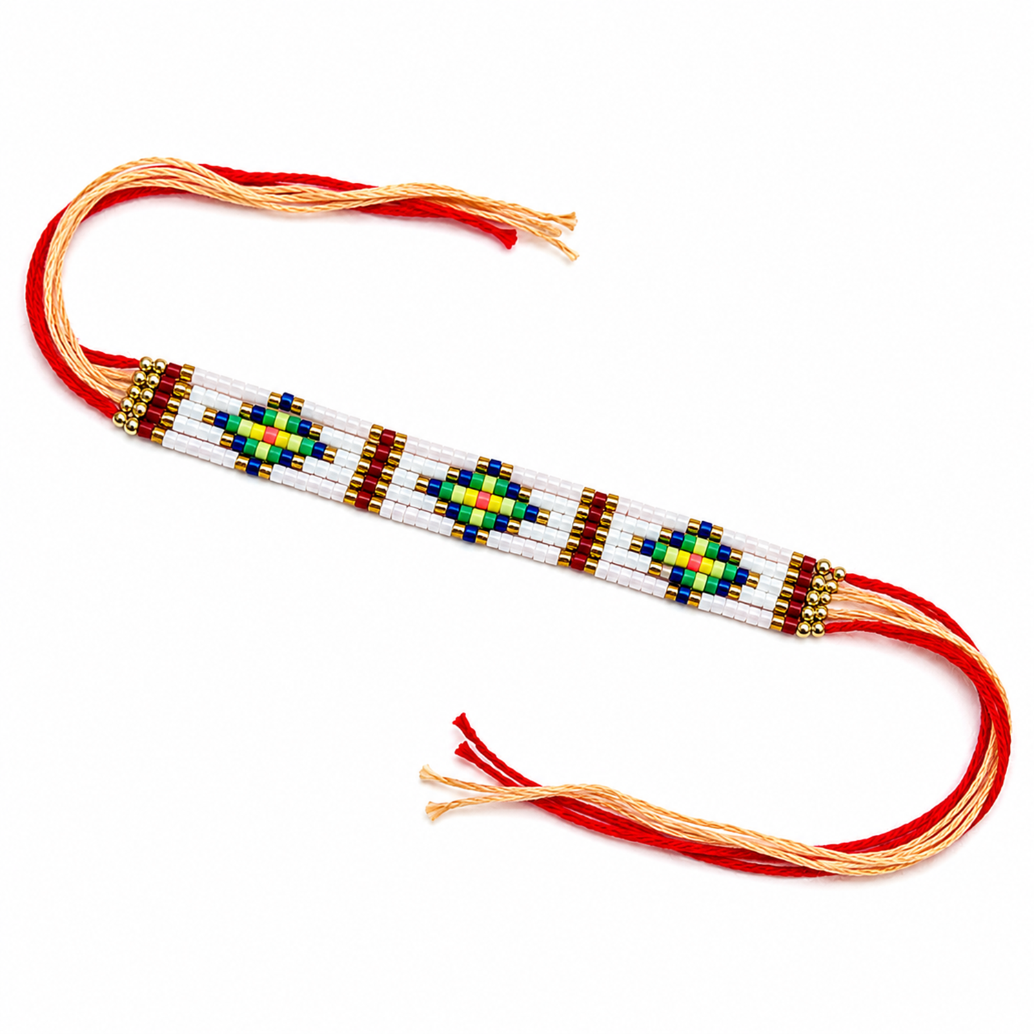 White Base with Vibrant Design Rakhi for Brother