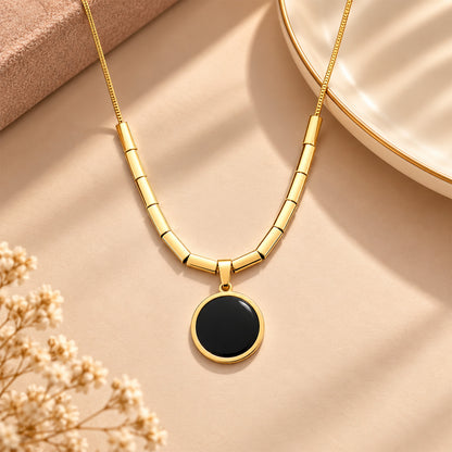 Roman Numeral Black Stone Pendant for Girls & Women's