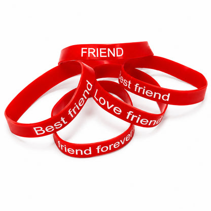 Printed Friendship Rubber Bands for Kids | 5pcs Colorful Silicone Wristbands