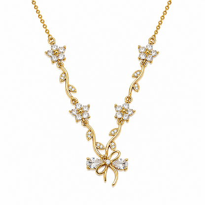 Cherry Blossom Ribbon Bow Tulip Floral Pendant for Girls & Women's
