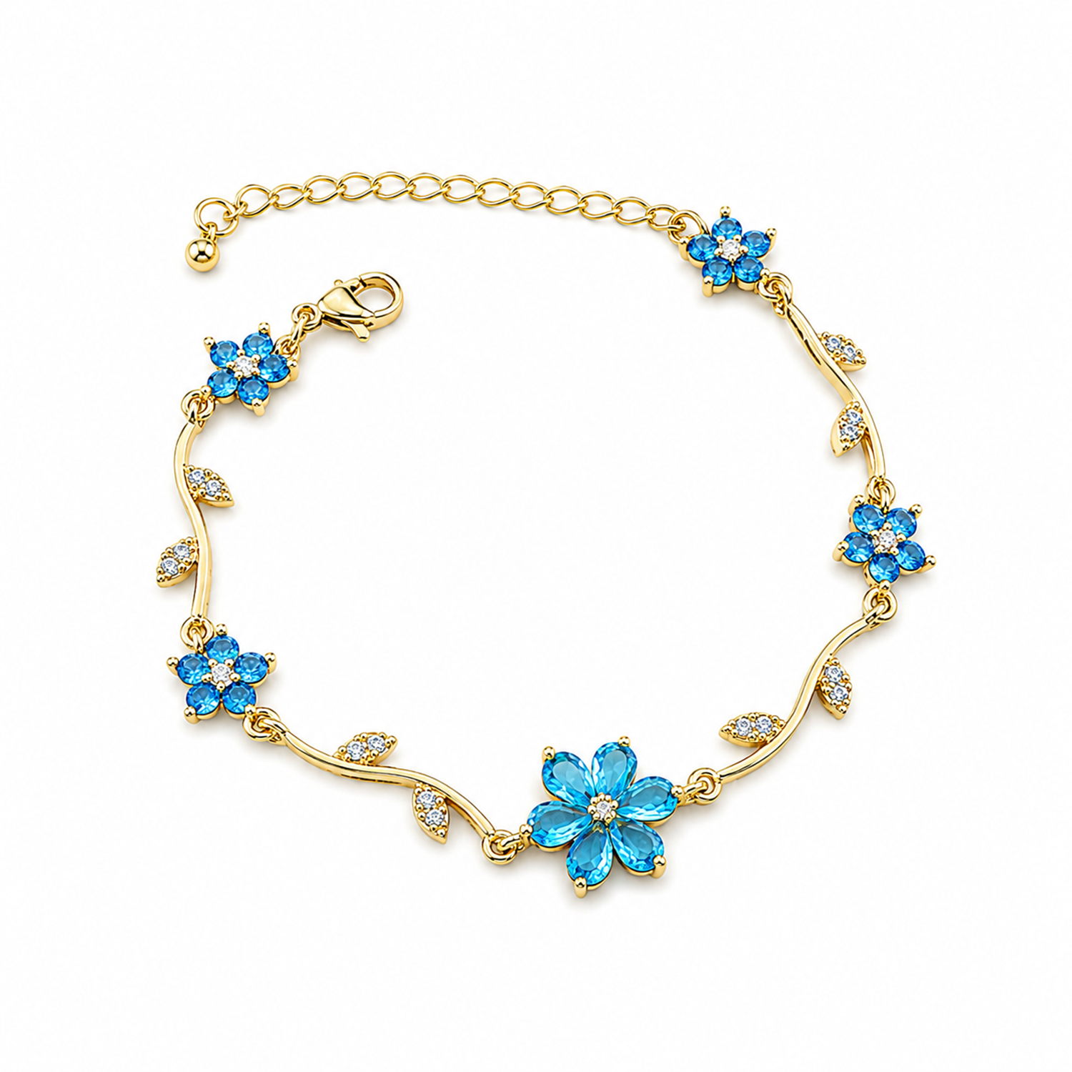 Sparkling Crystal Stone Flower Vine Bracelet for Girls & Womens