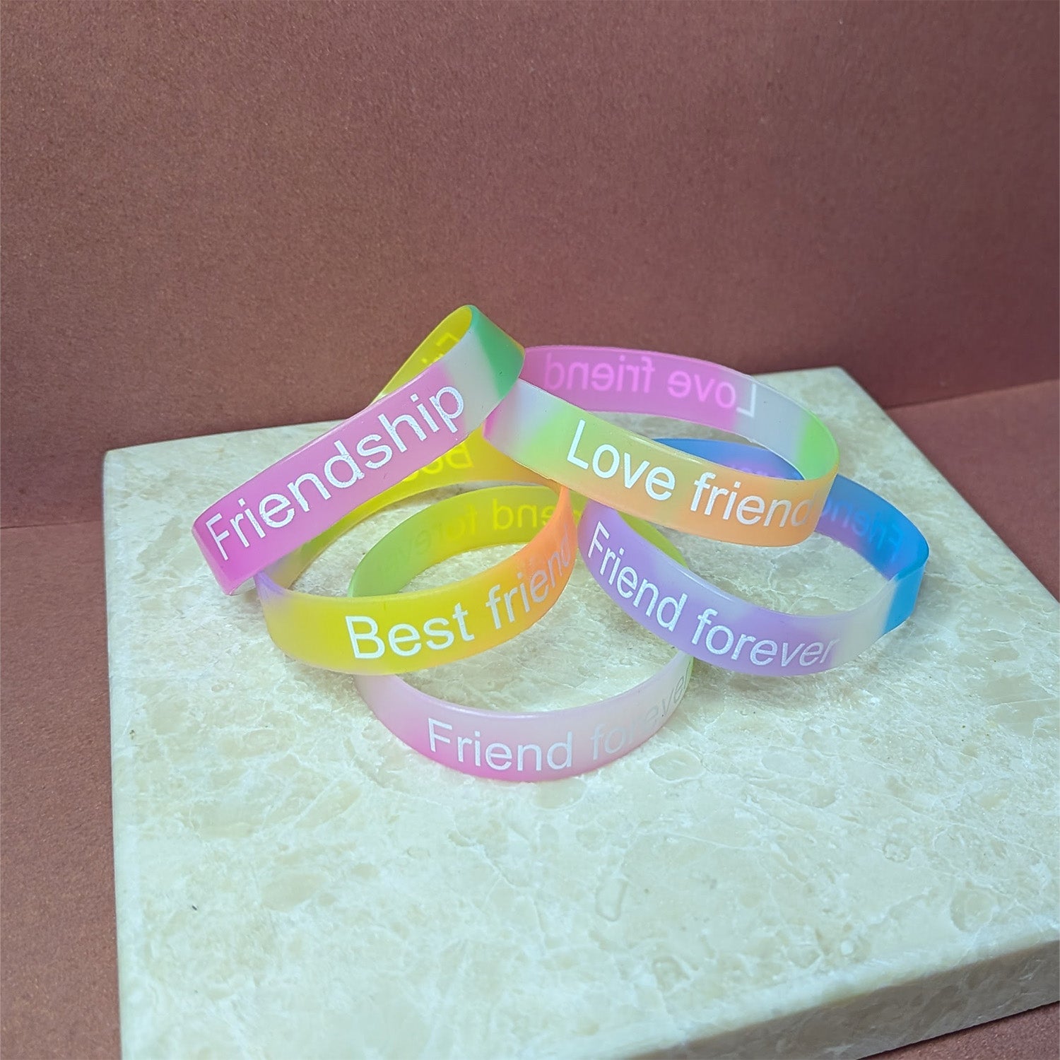 5pcs Silicone Multicolor Friendship Bands | Stretchable Rubber Bracelets