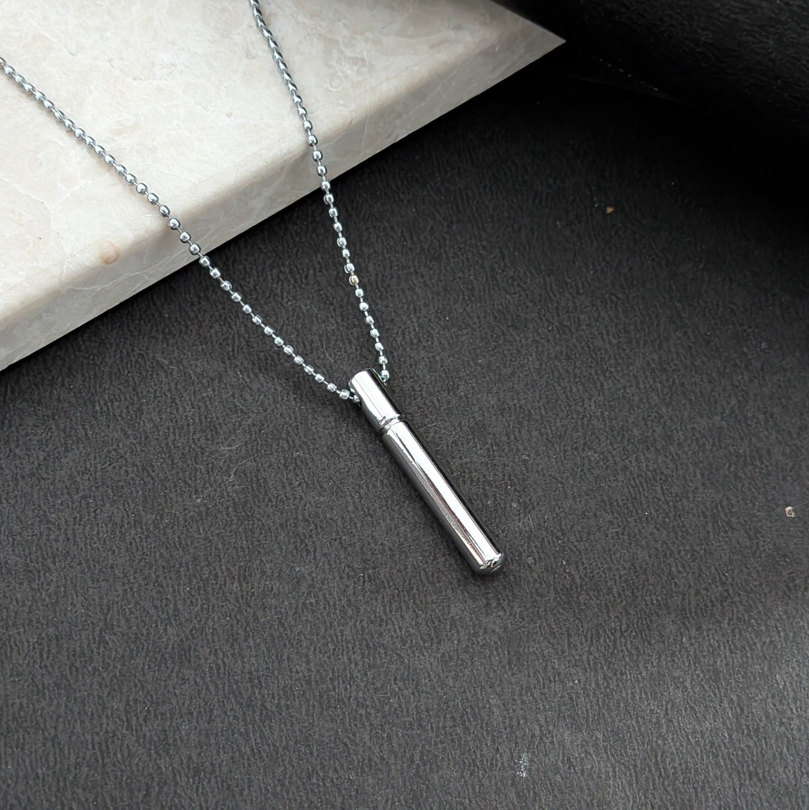 Stainless Steel Bullet Capsule Pendant Necklace for Men & Boys