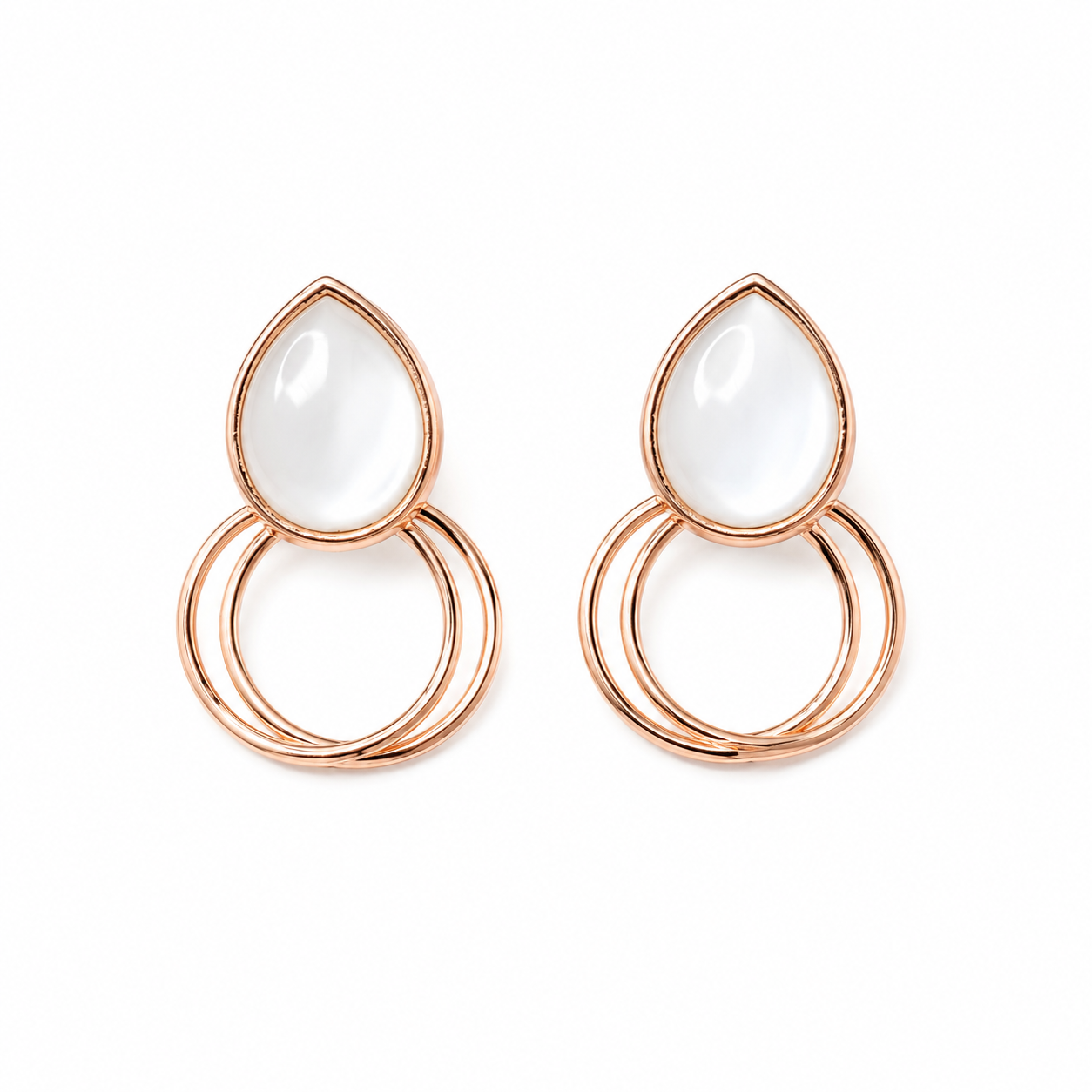 White Water Drop Hoop Statement Earrings for Girls & Women