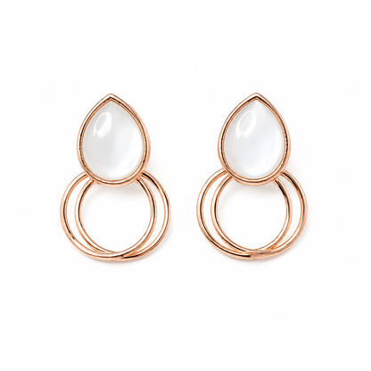 White Water Drop Hoop Statement Earrings for Girls & Women