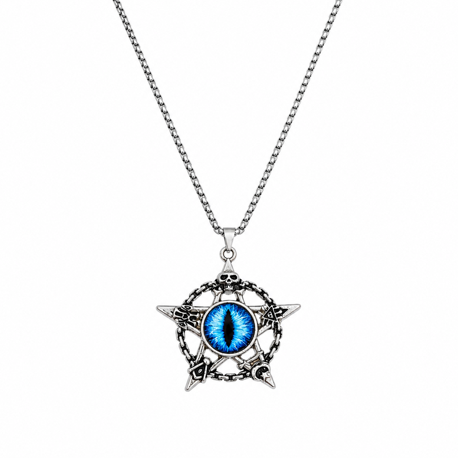 Blue Eye Skull Compass Pendant
