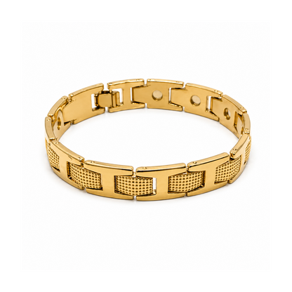 Geometric Textured Embedded Magnetic Therapy Bracelet for Men