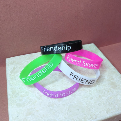 Friendship Silicone Wristbands | 5pcs Colorful Printed Rubber Bands