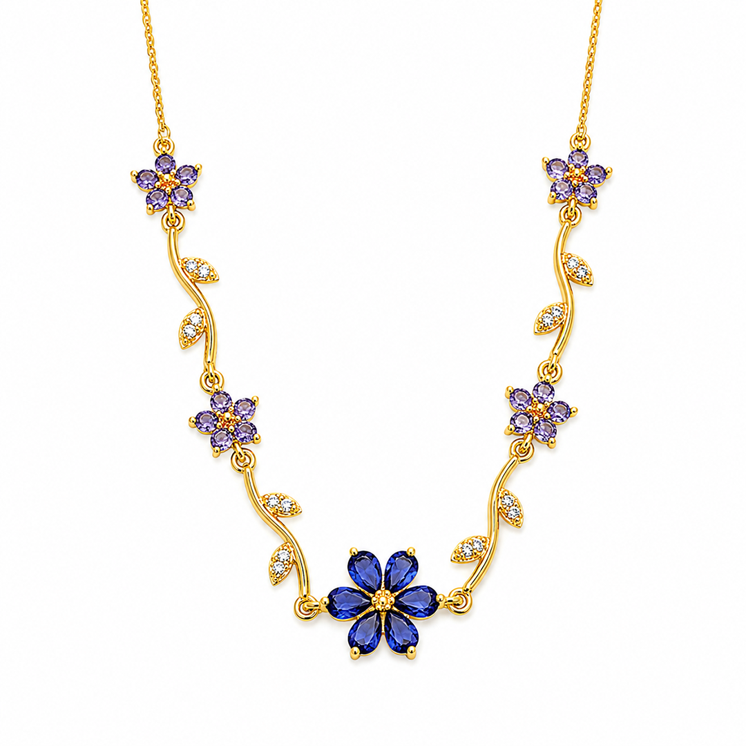 Crystal Vine Floral Pendant Necklace For Girls & Women's