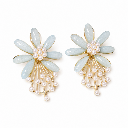 7 PetalFlower Pearl Drop Earrings for Girls & Women