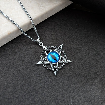 Blue Eye Skull Compass Pendant