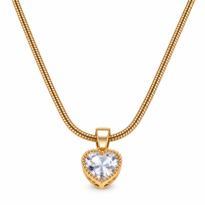 Transparent CZ Stone Heart Pendant for Girls & Women