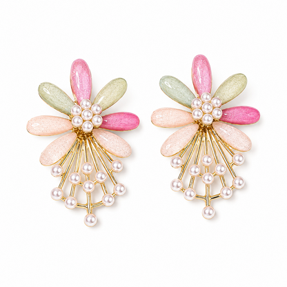 7 PetalFlower Pearl Drop Earrings for Girls & Women