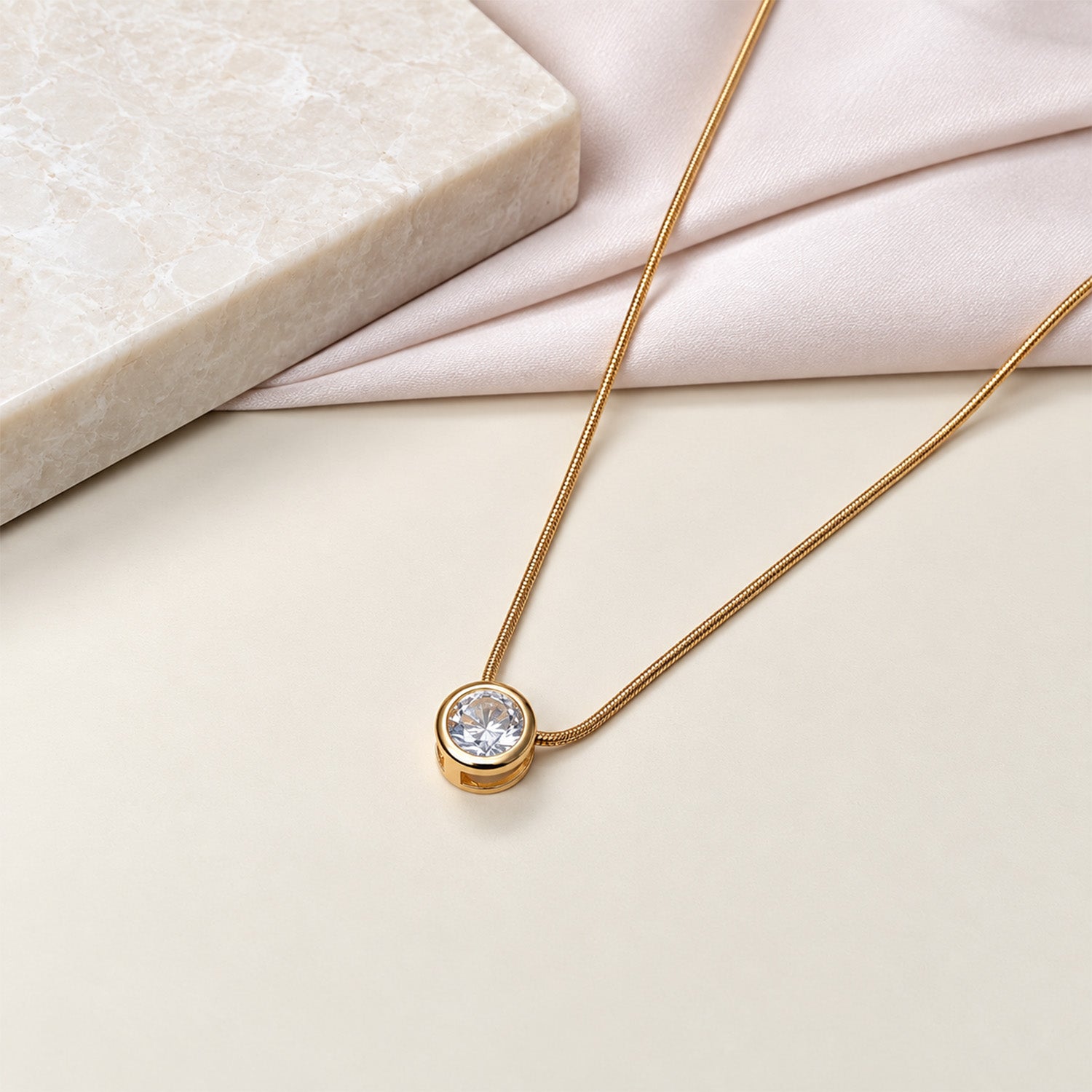 Circular Transparent Stone with Chain Pendant for Girls & Women