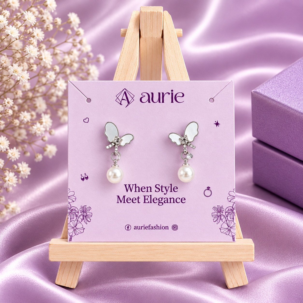 Butterfly Pearl Drop Korean Earrings for Women
