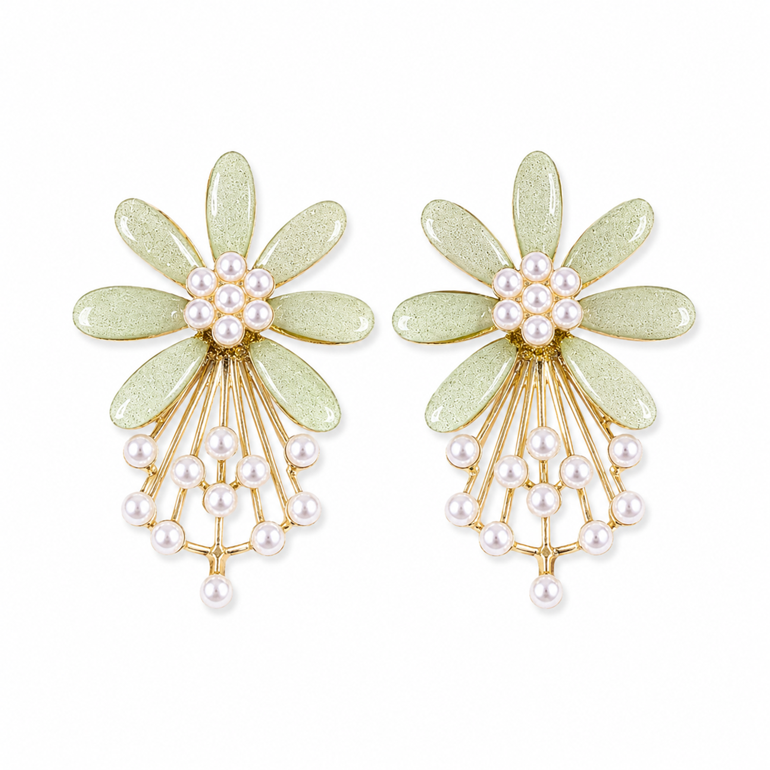 7 PetalFlower Pearl Drop Earrings for Girls & Women