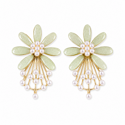 7 PetalFlower Pearl Drop Earrings for Girls & Women