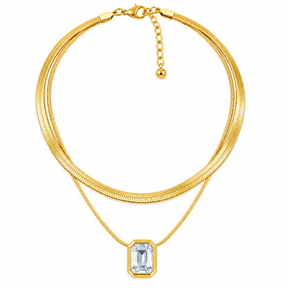 Dual Layer Cube Stone Rectangular Pendant