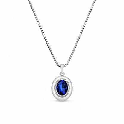 Oval Pendant Necklace with Silver-Tone Link Chain