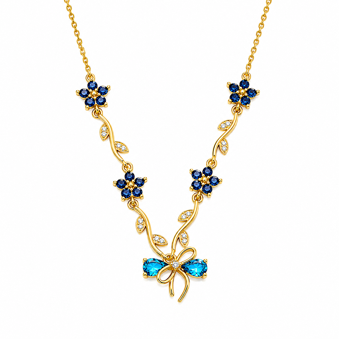 Cherry Blossom Ribbon Bow Tulip Floral Pendant for Girls & Women's