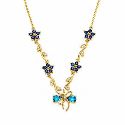 Cherry Blossom Ribbon Bow Tulip Floral Pendant for Girls & Women's