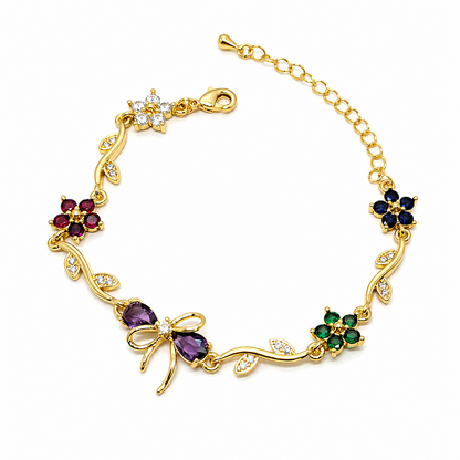 Cherry Blossom Tulip Floral Tennis Bracelet for Girls & Women's
