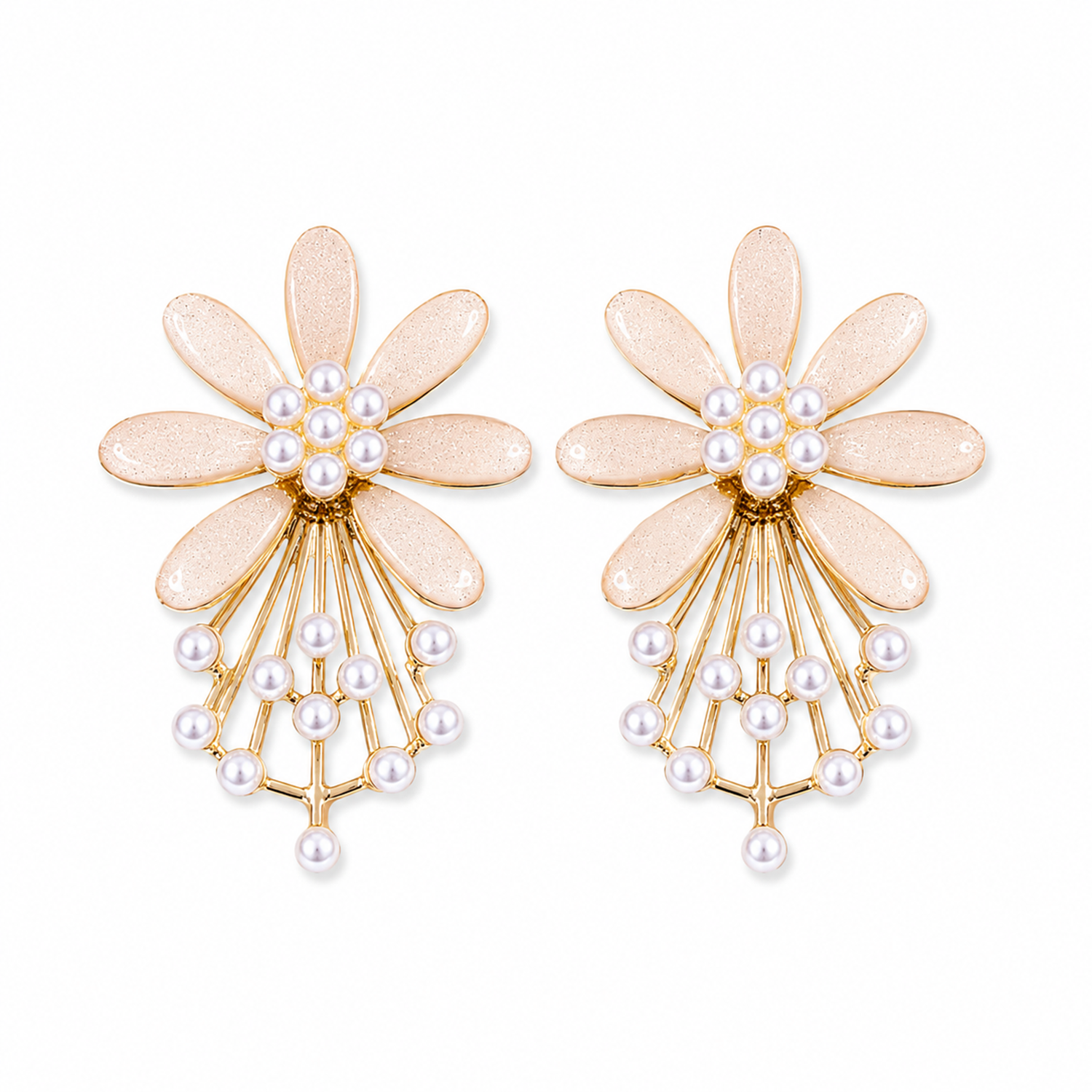 7 PetalFlower Pearl Drop Earrings for Girls & Women