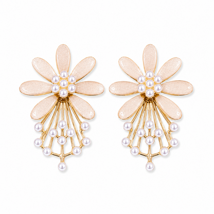7 PetalFlower Pearl Drop Earrings for Girls & Women