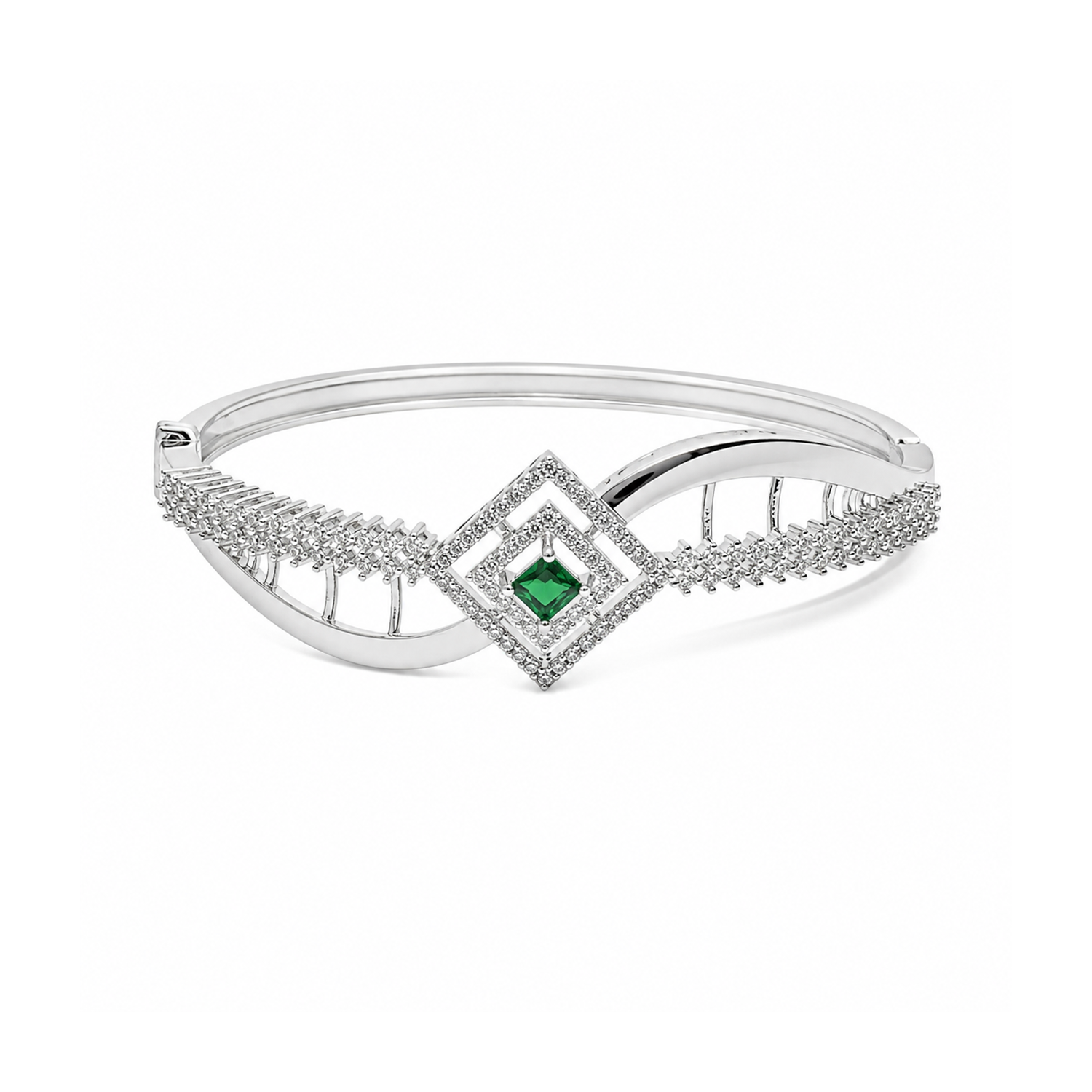 Sparkling Elegance Emerald Square CZ Bracelet for Girls & Women's