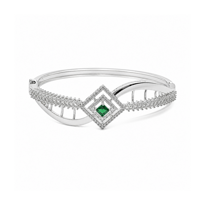 Sparkling Elegance Emerald Square CZ Bracelet for Girls & Women's