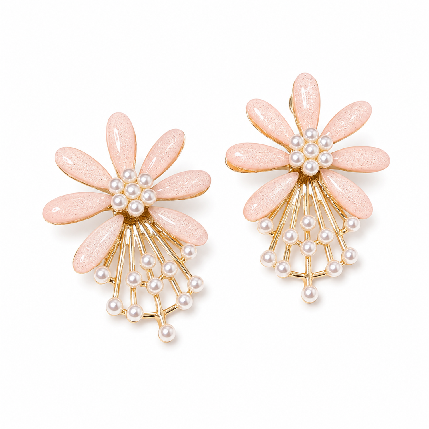 7 PetalFlower Pearl Drop Earrings for Girls & Women