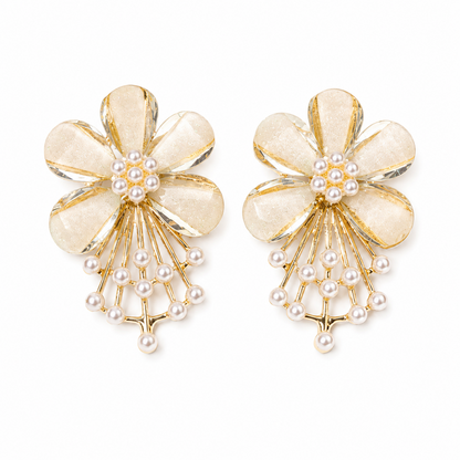 Flower Pearl Drop Earrings for Girls & Women