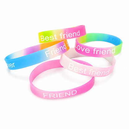 Multicolor Printed Silicone Bands | 5pcs Friendship Wristbands